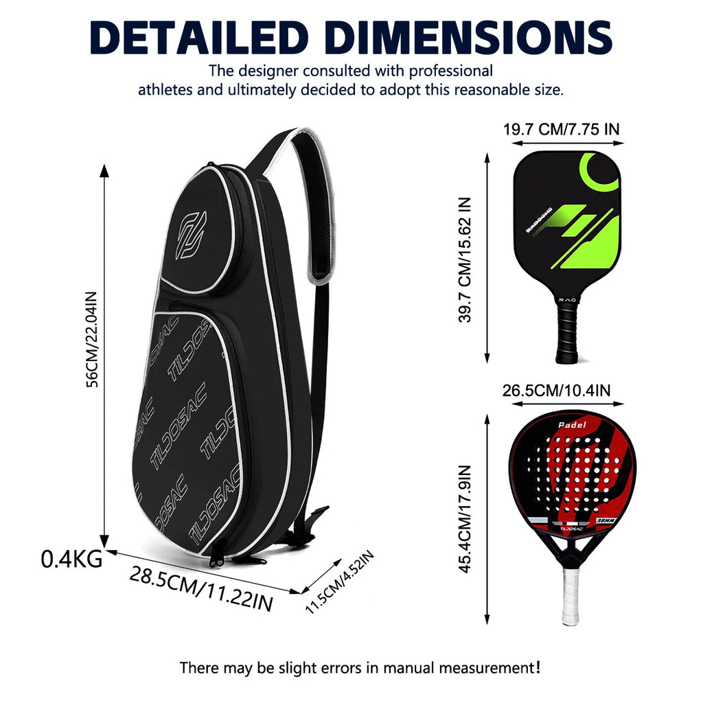 Funda impermeable para raqueta de pádel, bolso de tenis con asa para llevar al hombro, adecuada para diversos tipos de raquetas de tenis, con superficie suave y fabricada con fibra de carbono y EVA.