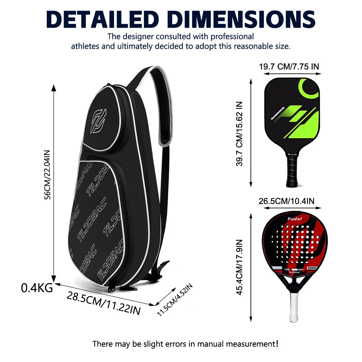 Funda impermeable para raqueta de pádel, bolso de tenis con asa para llevar al hombro, adecuada para diversos tipos de raquetas de tenis, con superficie suave y fabricada con fibra de carbono y EVA.