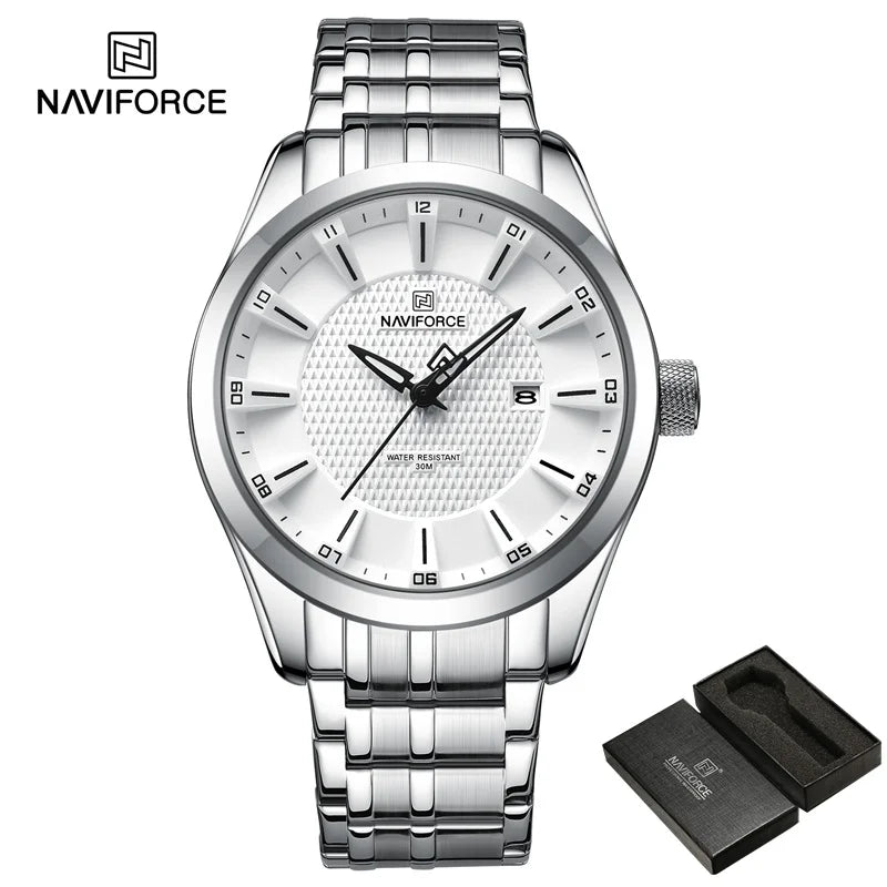 Reloj de pulsera para hombre NAVIFORCE, marca de lujo, fecha automática, reloj de negocios para hombre, acero inoxidable, deportivo, militar, reloj original para hombre 8032