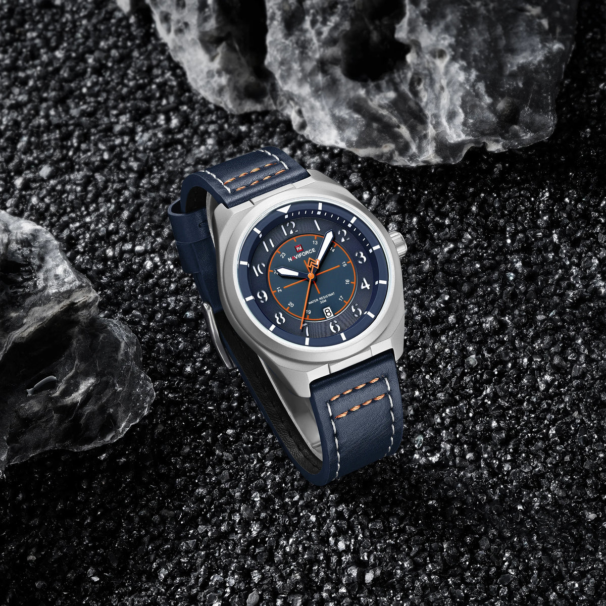 Reloj de pulsera deportivo militar de lujo para hombre NAVIFORCE NF9281, reloj de cuarzo original con fecha automática, correa de piel, resistente al agua, regalo para hombre