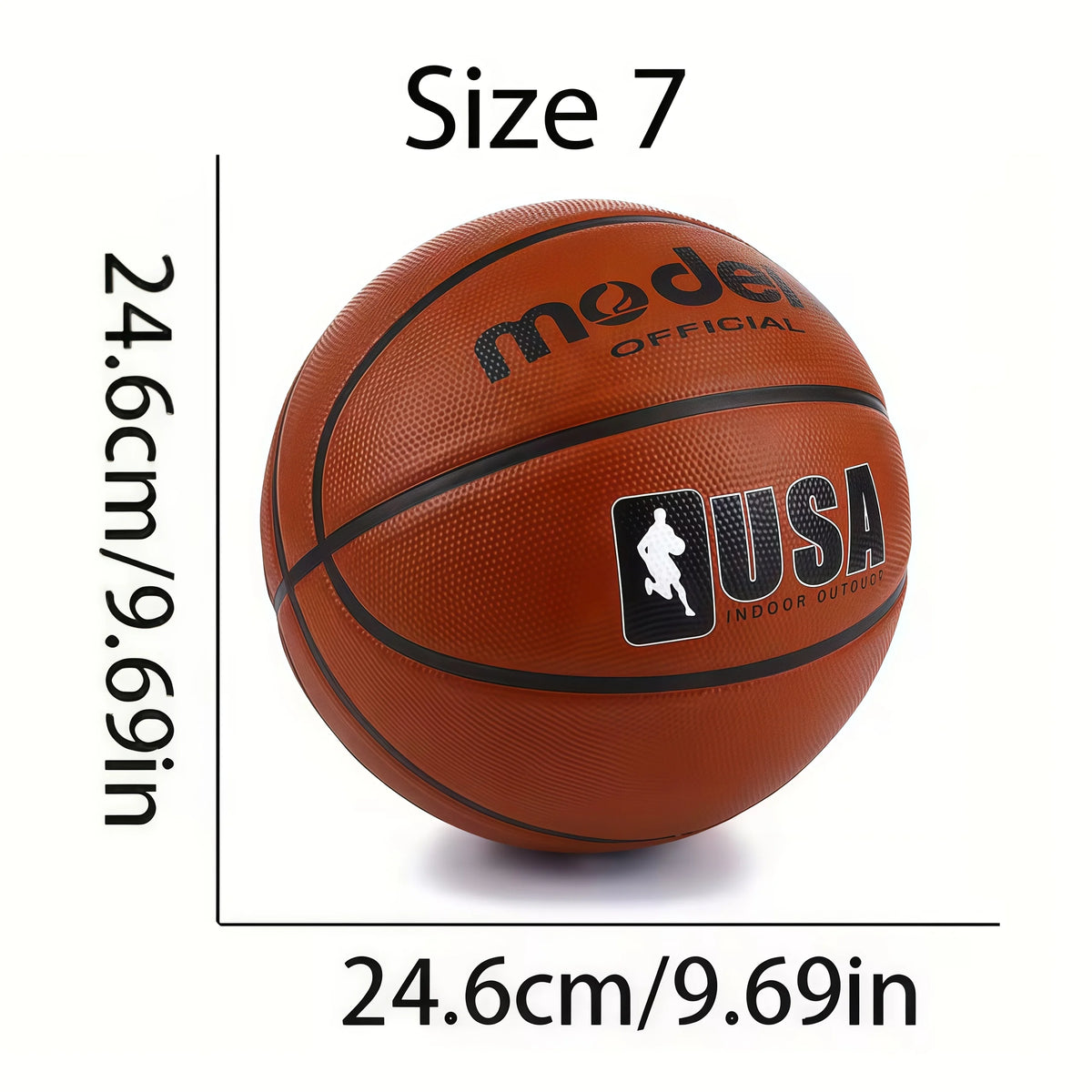 Balón de baloncesto oficial para adultos y adolescentes, color marrón, talla 4/5/6/7, balón de juego profesional de goma duradera para interiores y exteriores, 1 ud.