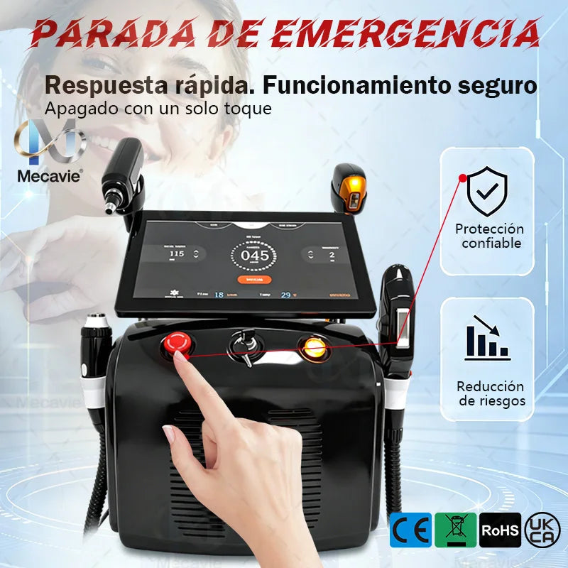 Depilación Láser Soprano Titanium Ice 6000W 4 en 1, Última Tecnología  755/808/810/830/940/1064nm 6 Ondas ND:YAG+RF+IPL Indolora
