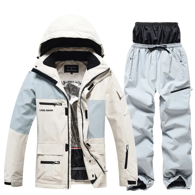 Monos de esquí y Snowboard para hombres y mujeres, traje de esquí térmico impermeable a prueba de viento, conjunto de chaqueta y pantalones de montaña, nuevo, Invierno