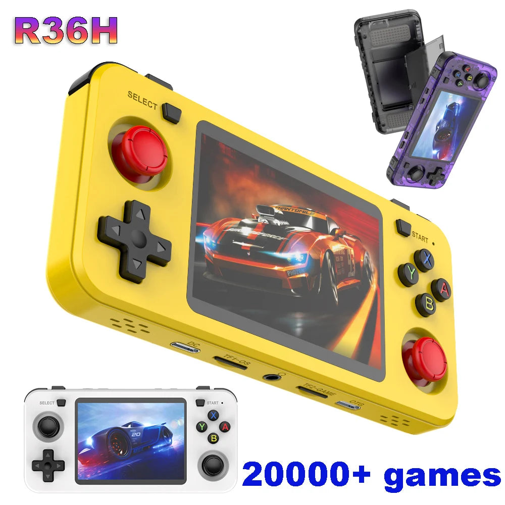 Consola de juegos retro portátil R36H ARKOS, reproductor de video de bolsillo de 64G 128G, pantalla IPS de 3.5 pulgadas, formato horizontal R36S, regalo para niños