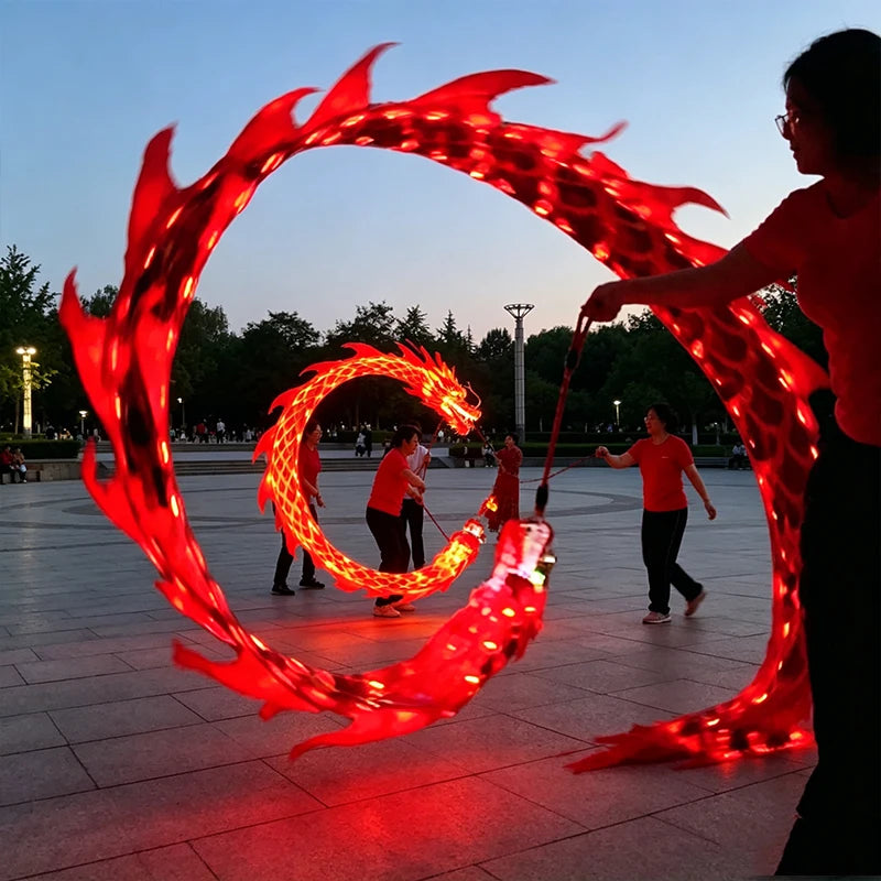 Dragón Luminoso de 2/3/5 Metros con Cabeza de Dragón 3D, Cinta Luminosa para Danza, Accesorio de Escenario, Fitness, LED
