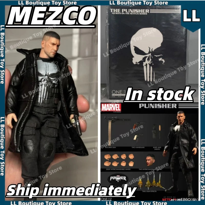 [Envío en 24 horas] Figura de acción coleccionable a escala 1/12 de Punisher de Netflix de Mezco Toyz, con licencia oficial de Marvel