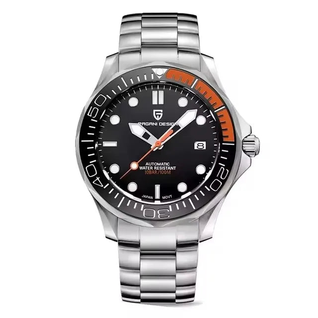 Reloj de lujo mecánico PAGANI DESIGN, bisel de cerámica, cristal de zafiro, fecha, luminoso, movimiento japonés, reloj de acero inoxidable para hombre