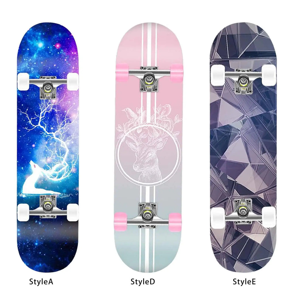 Patineta Unisex Completa con Doble Kick, Tabla de Madera Silenciosa, Diseño Cóncavo para Principiantes, Adolescentes y Jóvenes