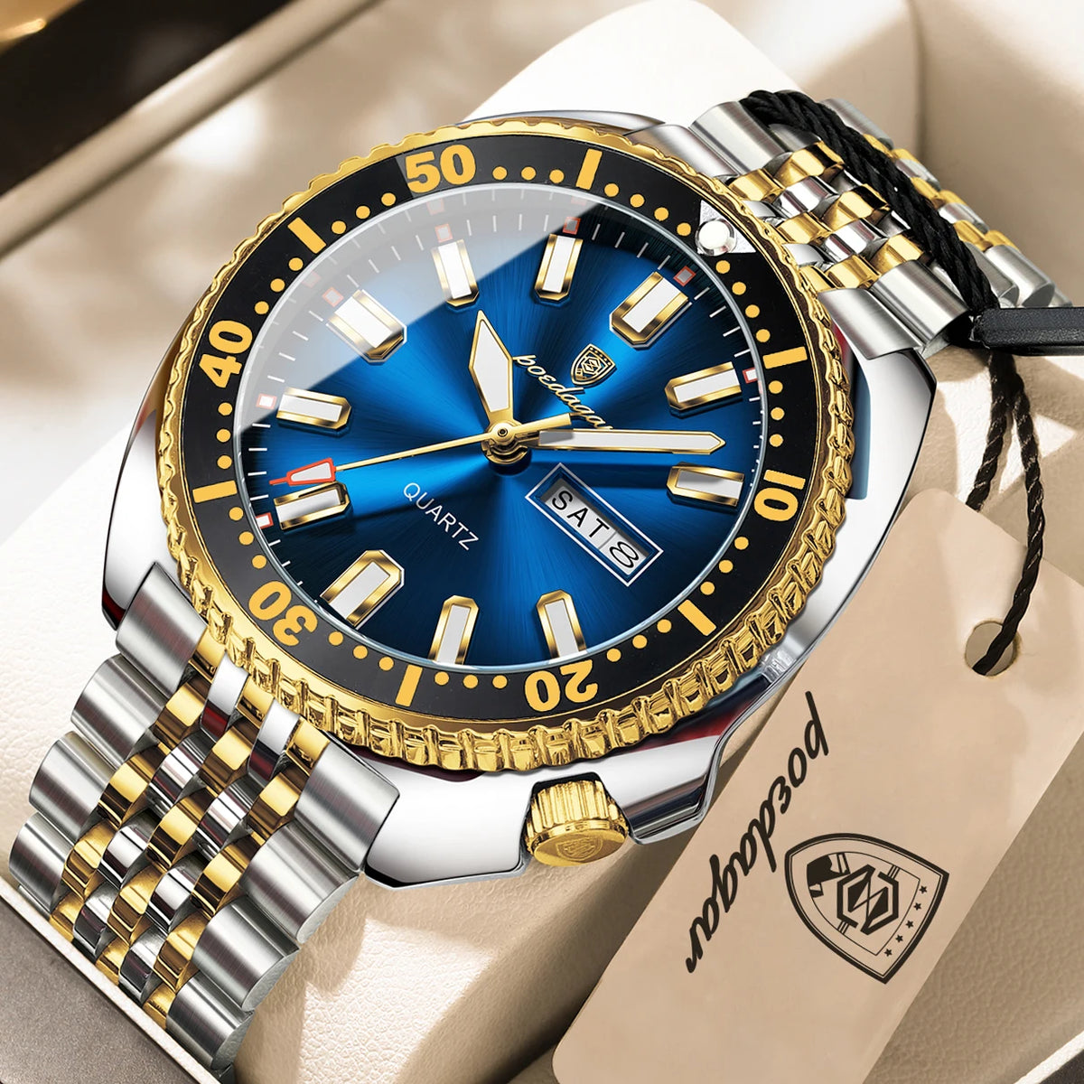 Reloj de pulsera para hombre POEDAGAR de alta moda, luminoso, resistente al agua, con fecha y día, de cuarzo, de acero inoxidable, creativo para hombre.