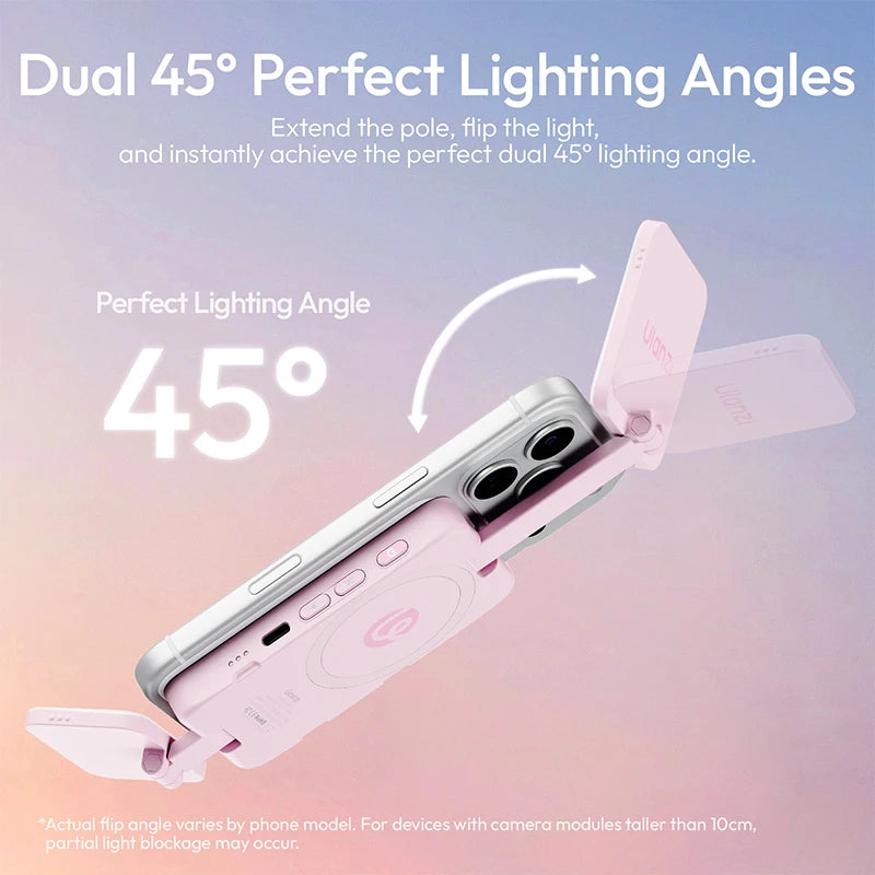 Ulanzi GL01 Luz de Relleno Magnética Ajustable de Doble Cara para iPhone 17 y Android, Luz de Selfie con Atenuación 2700-6500K para Vlog en Vivo