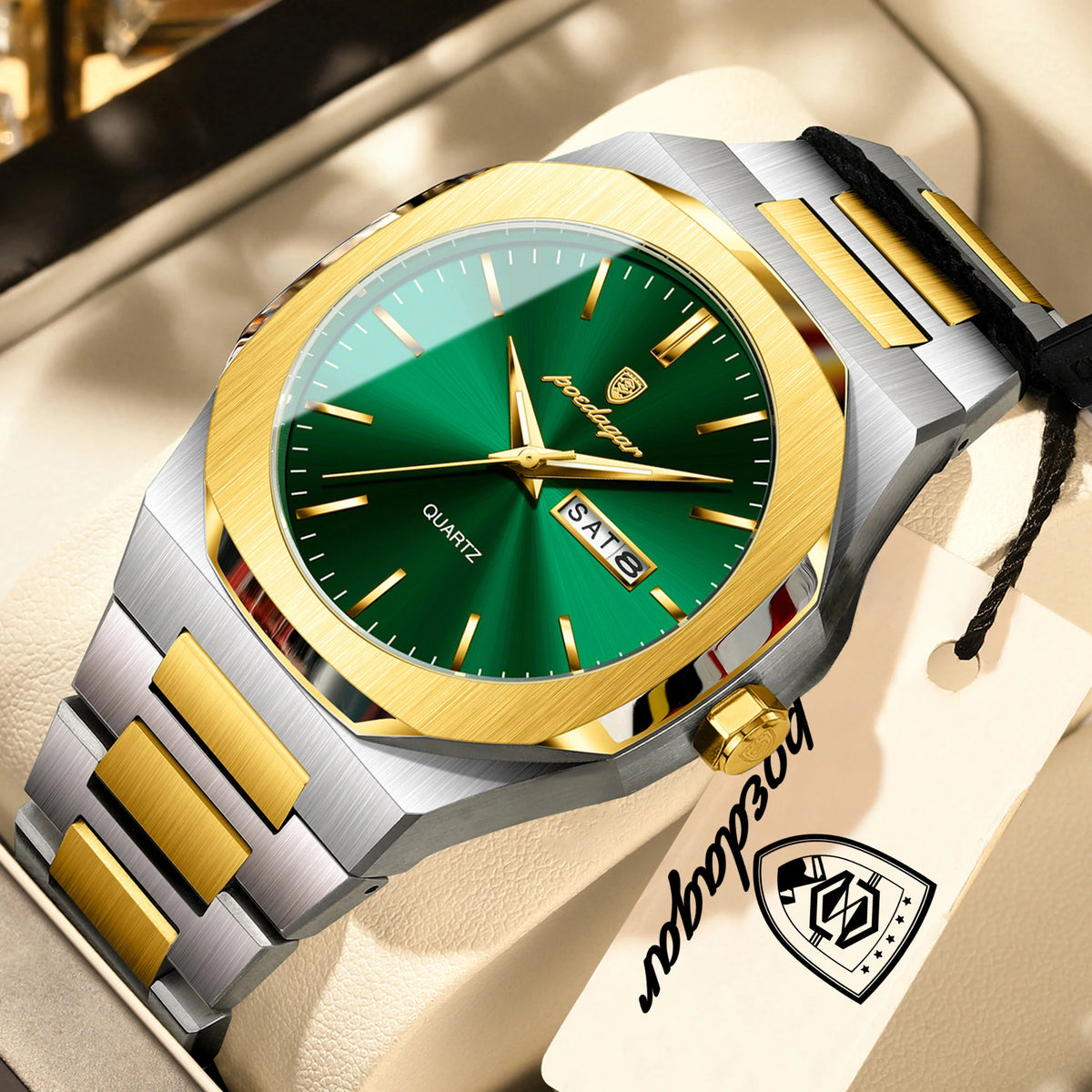 POEDAGAR Top Fashion Brand Man Clock Luminous Waterproof Stainless Steel Men's Watch Date Week Quartz Business Watches For Men Relogio Masculino
