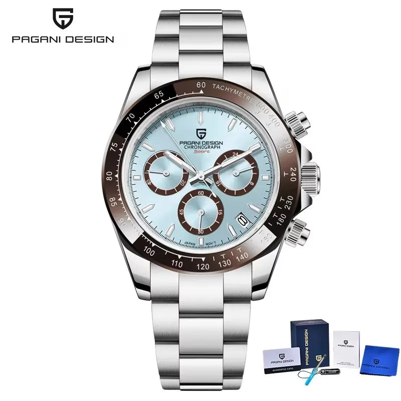 Reloj de cuarzo deportivo para hombre PAGANI Design 2026, marca de lujo, cronógrafo de acero inoxidable con cristal de zafiro, resistente al agua.