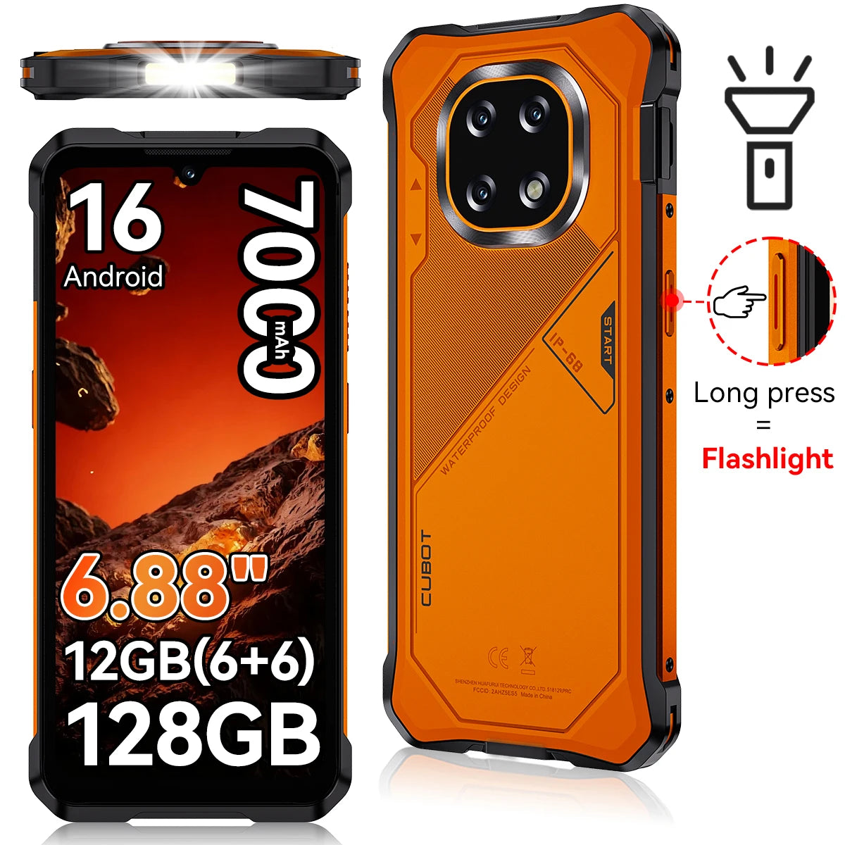 [Ship From Poland]  Cubot KingKong ES 5 Rugged Smartphone Android 16 Up to 12GB RAM(6+6GB) 128GB ROM 6.88'' 120Hz Screen 7000mAh Battery NFC Face Recognition Fingerprint Recognition IP69K 64MP+16MP SCT620 Octa-core
