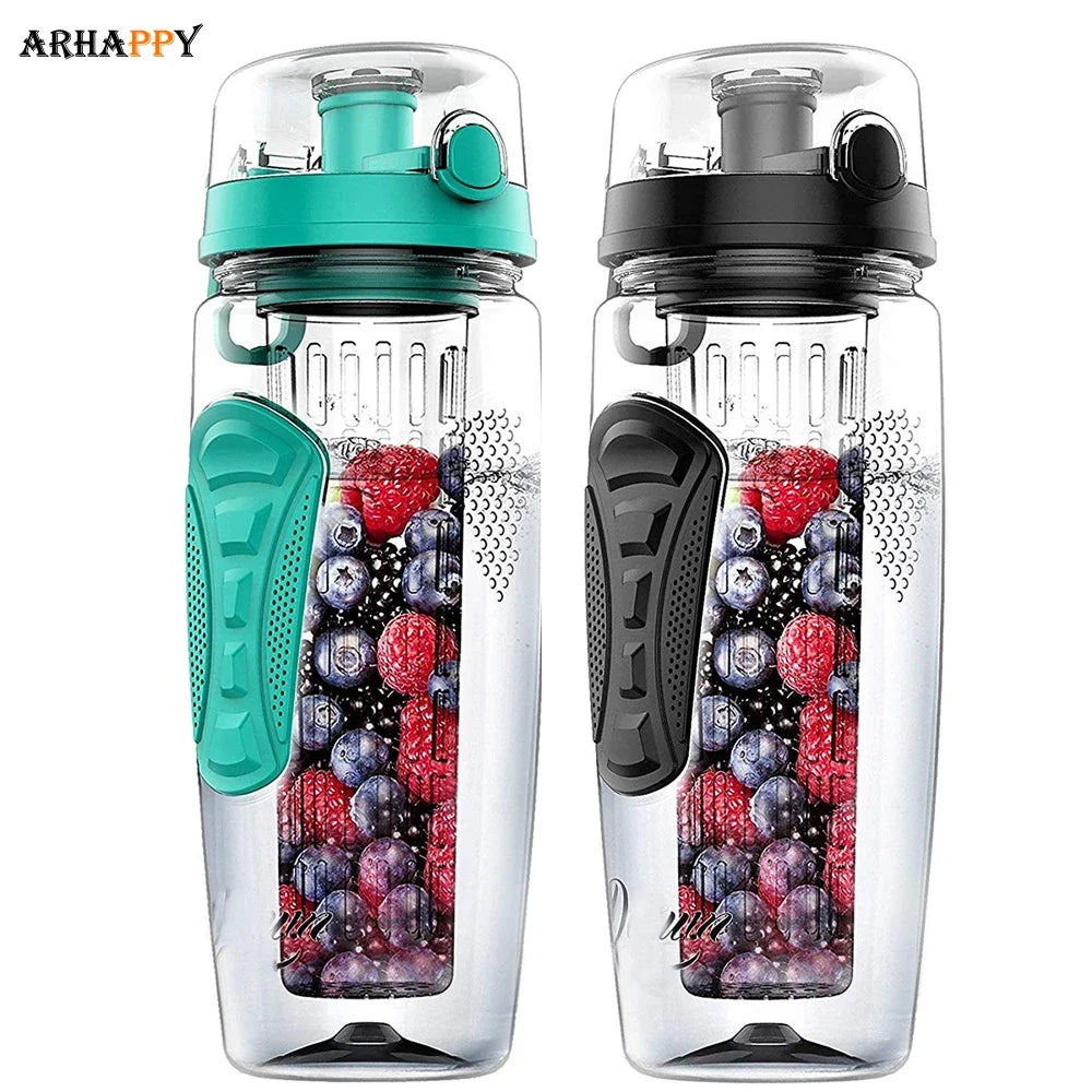 Botella de agua con infusor de frutas sin BPA, coctelera de jugo, botella de agua deportiva con limón, botellas deportivas para beber frutas para niña
