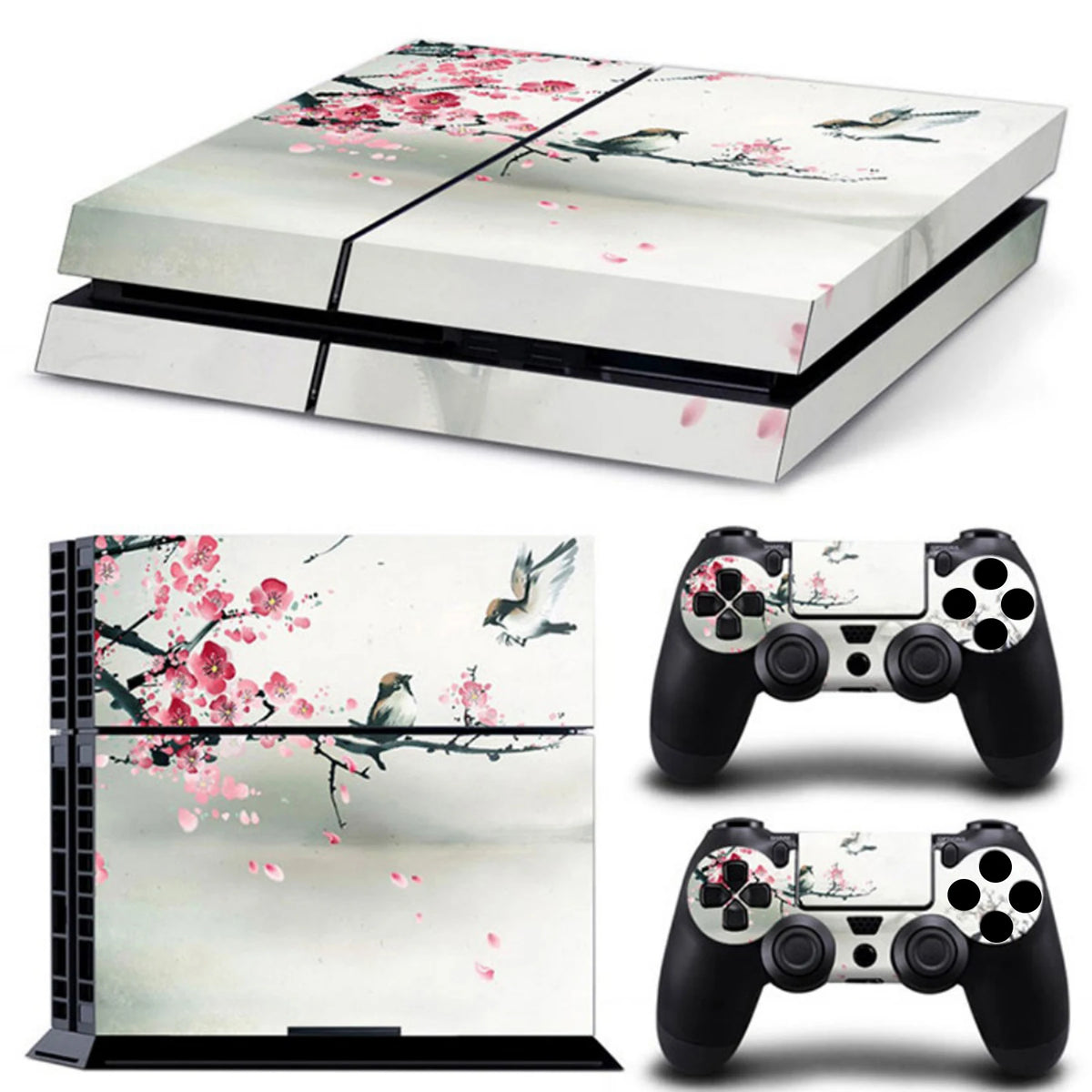 Adhesivo protector de vinilo compatible con consola PS4 y 2 mandos, funda extraíble
