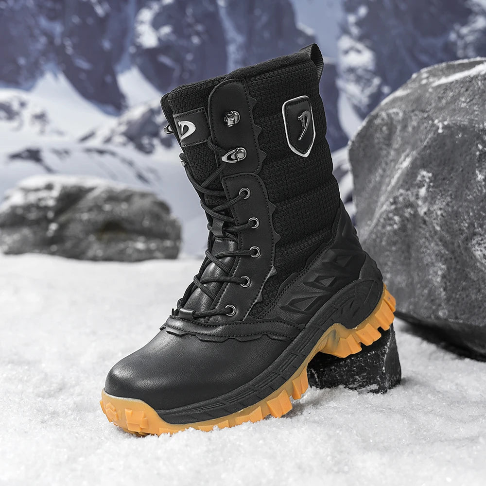 Botas de Nieve para Hombre, Impermeables, Aisladas, para Senderismo, con Cuello de Punto Cálido, Suela de Goma Antideslizante, C