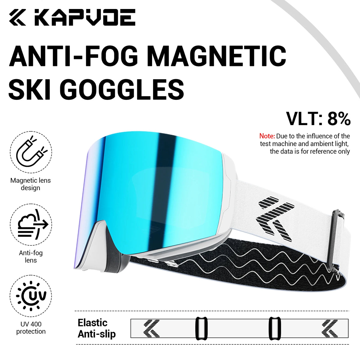KAPVOE Gafas de nieve magnéticas Protección UV antivaho de doble capa para esquiar Snowboard Claridad de alta definición Esquí unisex