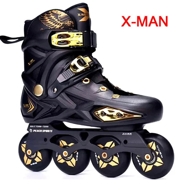 Patines en línea originales de PU para adultos y niños, 4 ruedas, Patines de marco plano para Slalom, deslizamiento, FSK, patinaje de carretera