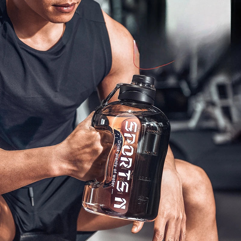 Botella Deportiva de Gran Capacidad con Correa, Resistente a Altas Temperaturas, Vaso de Plástico con Pajita, Botella de Agua Portátil para Estudiantes