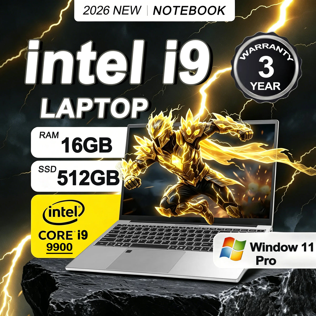 Portátiles de 15,6" con Windows 11 Pro, Intel Core I9-9900, 16GB RAM, 1TB SSD, Office, PC portátil para juegos y estudio