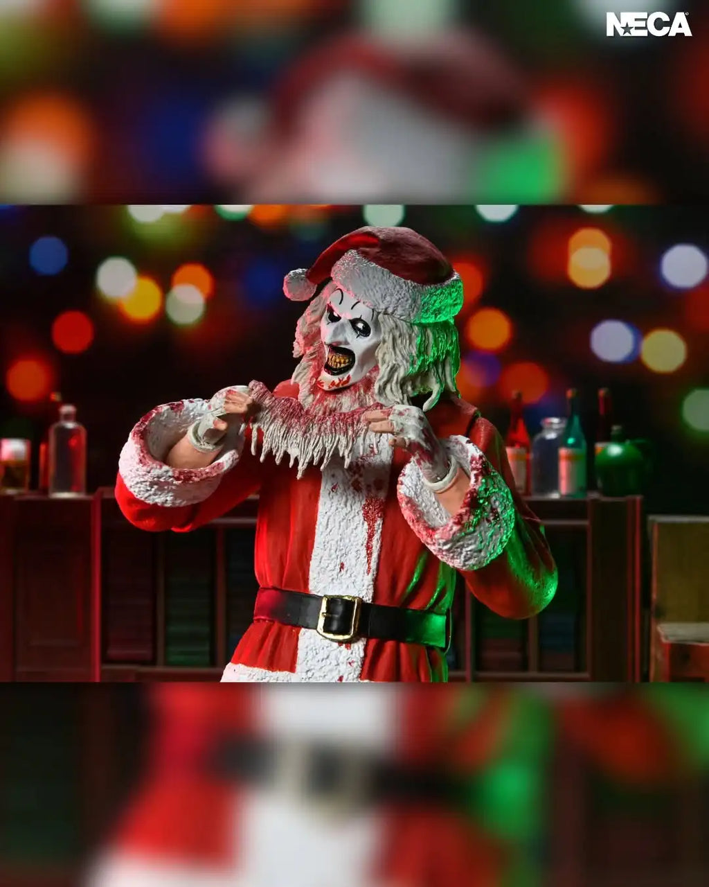 NECA Toys Terrifier 3 - Ultimate Bloody Santa Suit Art the Clown Figura de Acción a Escala 7 Pulgadas Modelo Muñeco Kit de Garaje