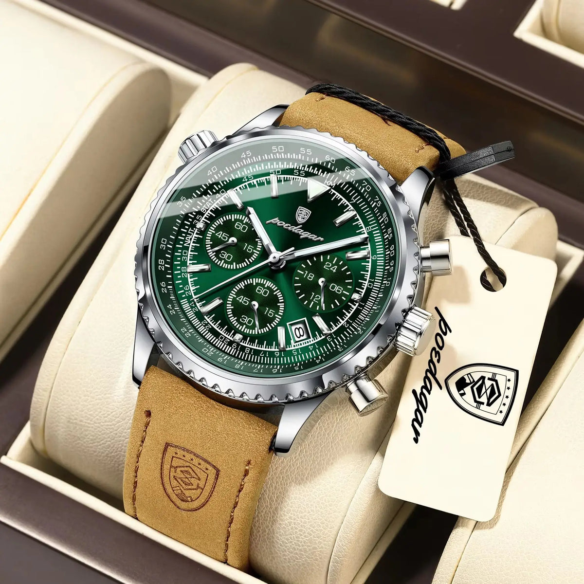 Reloj de pulsera para hombre POEDAGAR de lujo, cuarzo, resistente al agua, luminoso, con cronógrafo de fecha, correa de piel, estilo militar y deportivo