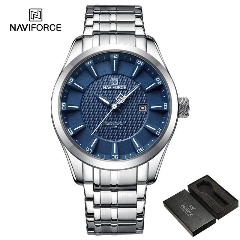 Reloj de pulsera para hombre NAVIFORCE, marca de lujo, fecha automática, reloj de negocios para hombre, acero inoxidable, deportivo, militar, reloj original para hombre 8032