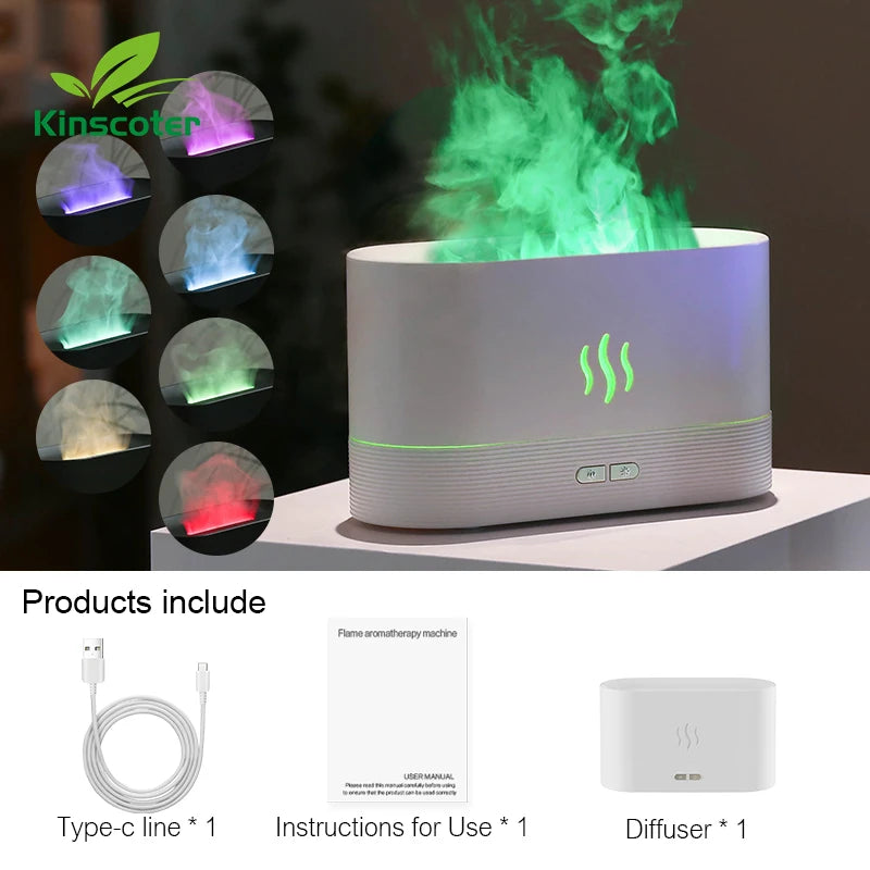 Difusor de Aroma Kinscoter, humidificador de aire, máquina de niebla ultrasónica, nebulizador, lámpara de llama de aceite esencial Led, Difusor