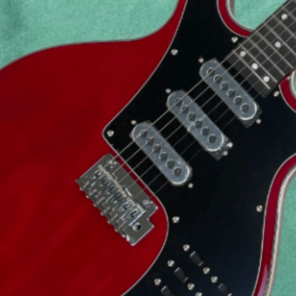 Guitarra eléctrica de 6 cuerdas con cuerpo de caoba, pastillas SSS y herrajes plateados — guitarra eléctrica de rendimiento profesional