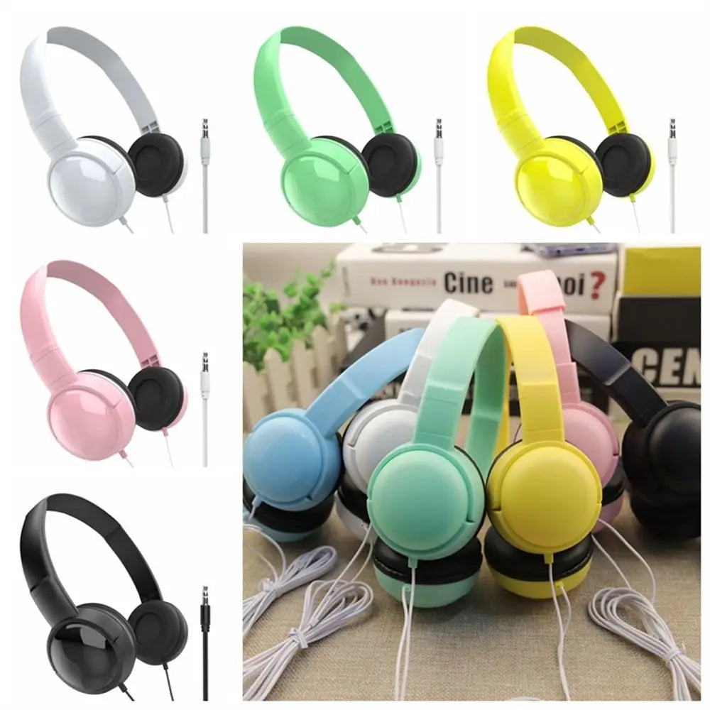 Auriculares de diadema con cable, ajustables, estéreo, con conector de 3,5 mm, cancelación de ruido, audio con graves, estilo macaron, para tablet y Mac