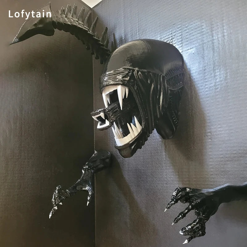 Escultura de pared de alienígena Xenomorfo Lofytain, estatua de decoración de monstruo de ciencia ficción, terror, Alien vs. Depredador, accesorios para regalos de Halloween