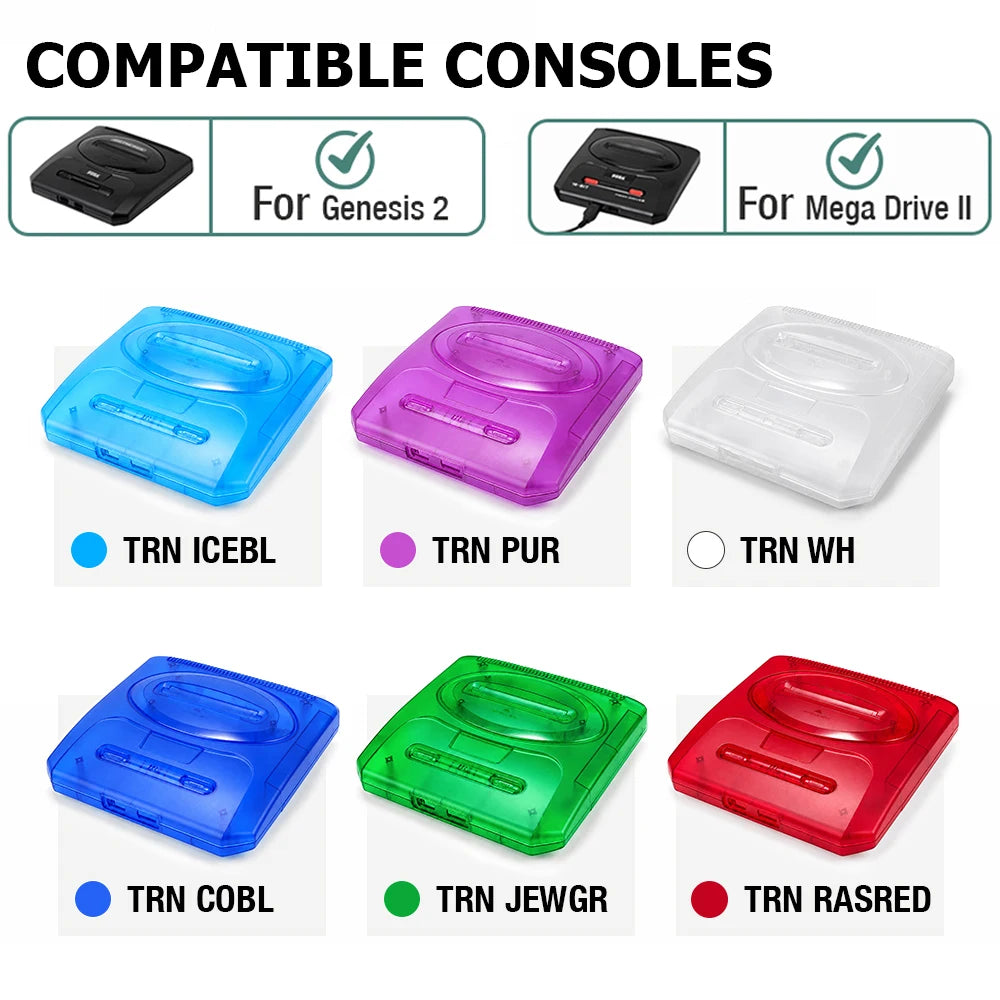 Carcasa de Repuesto Transparente de ABS LinkRetro, Moldeada por Inyección, para Consola de Juegos Sega Genesis 2 / MD2
