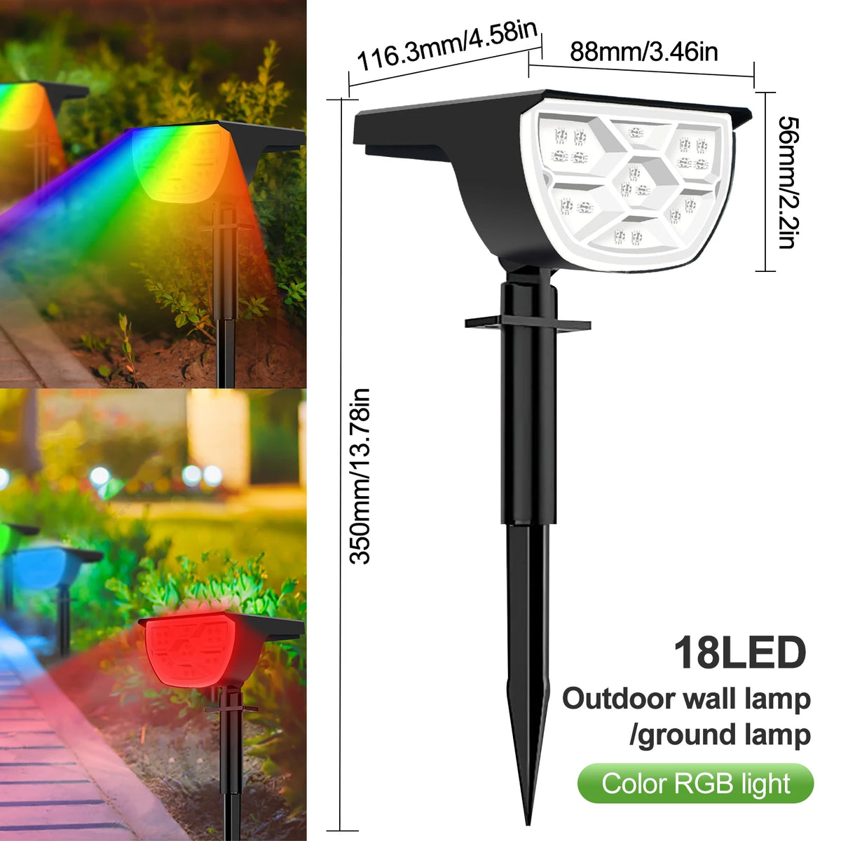 Luces solares LED de paisaje de 72/68 focos, impermeables IP65 para exteriores, con 3 modos, foco solar de jardín para patio, césped y camino