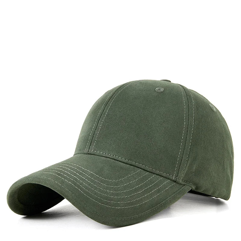 Gorra de béisbol de algodón extragrande color verde oliva 2026 para hombre, estilo casual, lisa, con cierre a presión, para cabezas grandes, deportiva, para el sol, 56-60 cm 60-65 cm
