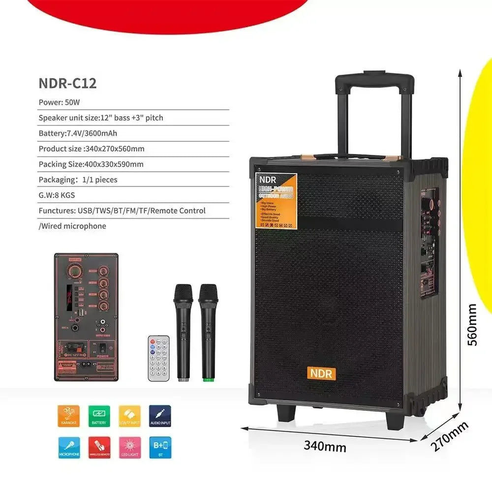 Altavoz de baile cuadrado para exteriores Peak 1000W con micrófono inalámbrico Karaoke varilla de gran volumen Altavoz Bluetooth de madera cine en casa