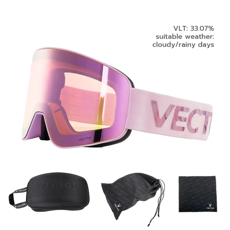 Gafas de Esquí VECTOR de Doble Capa Antivaho con Absorción Magnética, Cilíndricas, UV400, para Hombre y Mujer, Gafas de Snowboard POC