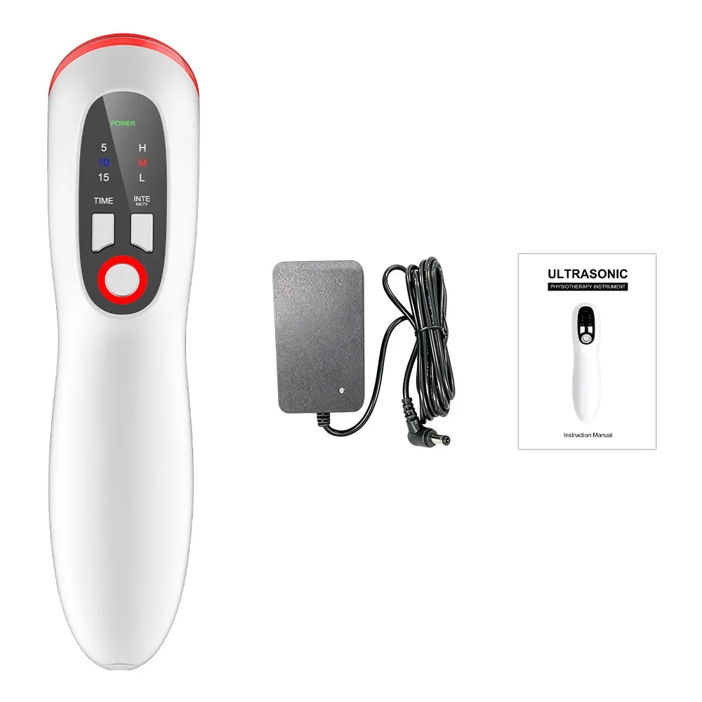 Dispositivo de Fisioterapia por Ultrasonido Portátil de 1MHz con 3 Ajustes de Intensidad y Temporizador para Relajación Muscular