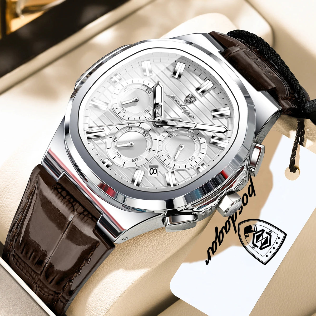 POEDAGAR Sports Top Men Watch Waterproof Luminous Date Chronograph Man Wristwatch Leather Casual Quartz Men’s Watches Male Reloj