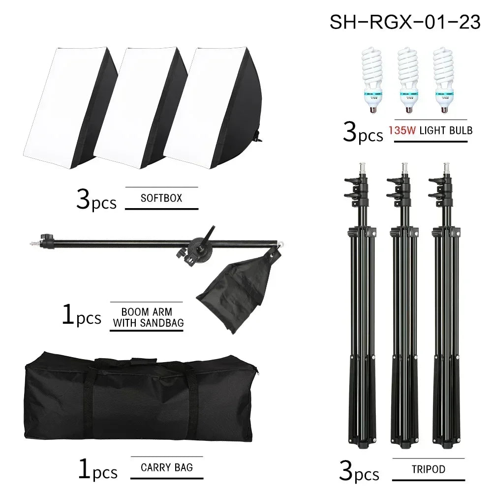 Kit de fotografía de luz Softbox, trípode de fotografía de 2M para luz de disco de caja suave Led de 45W, soporte de estudio fotográfico, iluminación, lámpara de grabación de vídeo