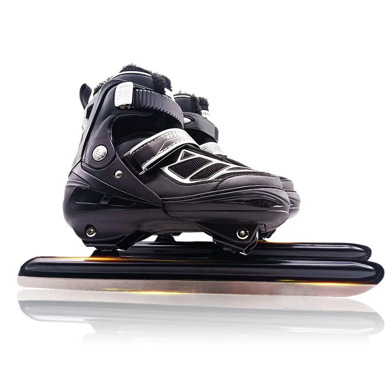 Patines de hielo para niños principiantes, tamaño ajustable, soporte de acero, patines de doble propósito para patinaje de velocidad y uso en pistas de hockey sobre hielo.