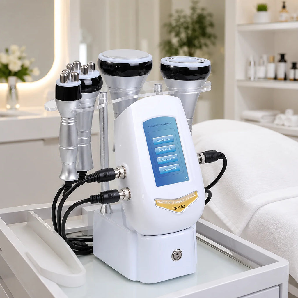 Máquina de Cavitación 40K 4 en 1, Dispositivo de Belleza con Masaje Ultrasónico y Calor para el Cuidado Facial y Corporal
