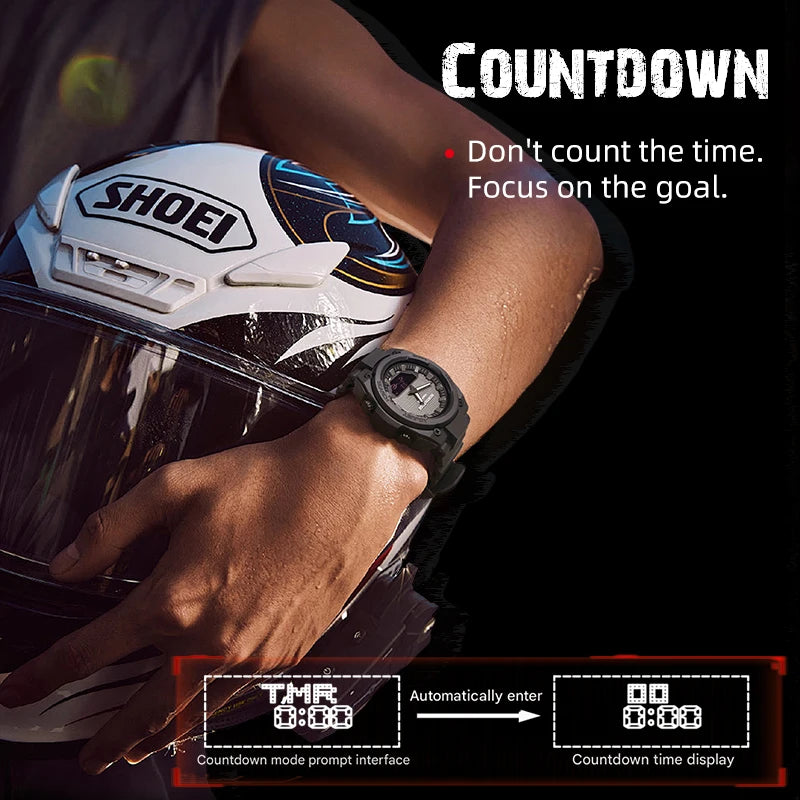 Reloj militar digital para hombre NORTH EDGE FORTRESS, deportivo, para exteriores, resistente al agua 50m, con hora mundial, cuenta regresiva y pantalla LED