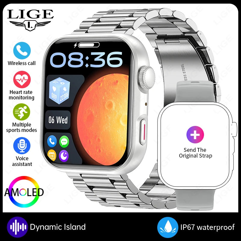 Nuevo reloj inteligente deportivo LIGE con pantalla AMOLED de 1.83" para hombre, monitorización diaria 24 horas integrada, reloj inteligente con llamadas Bluetooth para hombre