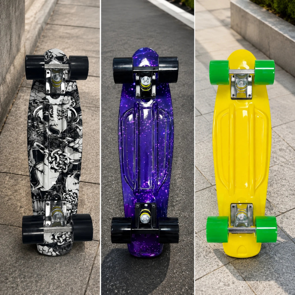 Mini patineta de 22 pulgadas, ligera, con forma acuática, plataforma de plástico PP, ideal para principiantes.