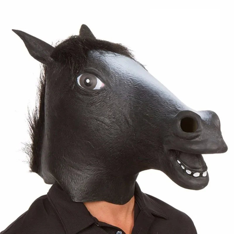 Máscara de cabeza de caballo de simulación, disfraz de cosplay, divertido accesorio para fiestas y festivales.