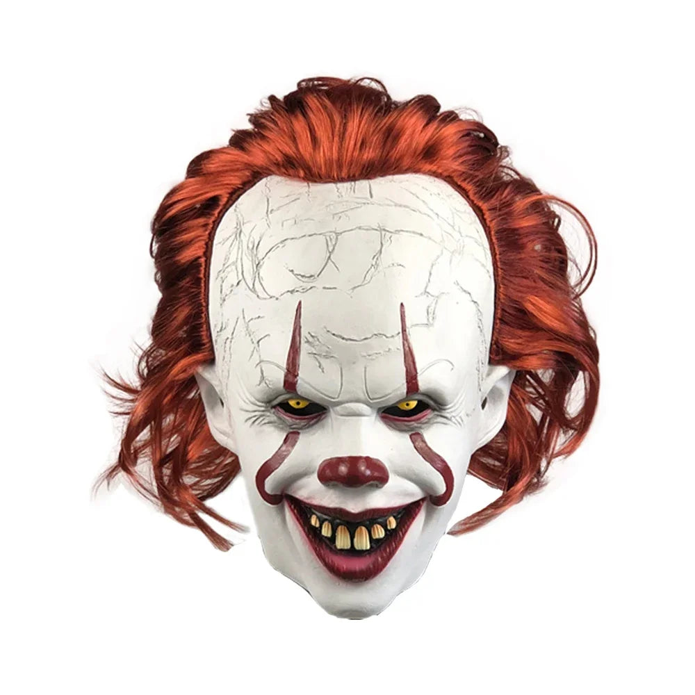 Creepy Pennywise Joker Mask Cosplay Horror Evil Demon Clown Killers Latex Helmet Halloween Carnival Party Costume