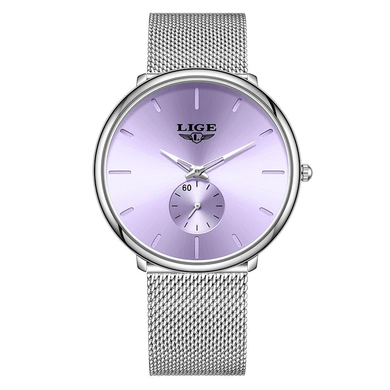 Reloj de cuarzo de lujo para hombre, marca LIGE, diseño moderno, informal, ultrafino, con malla de acero, resistente al agua, deportivo.