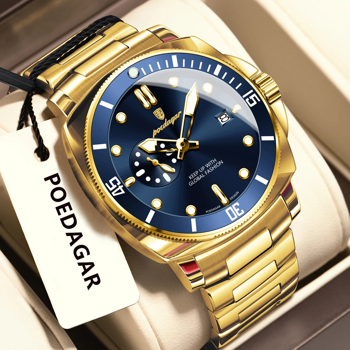 Reloj POEDAGAR de lujo para hombre, moderno, resistente al agua, con fecha, luminoso, de acero inoxidable, reloj de cuarzo para negocios y deportes