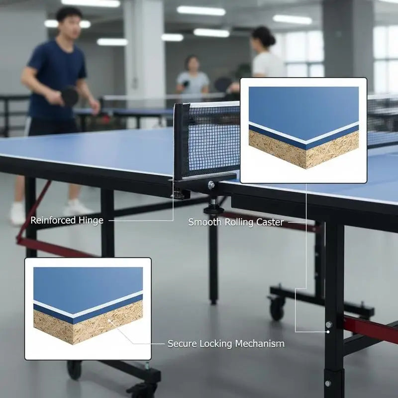 Mesa de ping pong plegable de MDF, tablero de 25 mm, ruedas bloqueables, red rápida, montaje en 10 minutos, interior, envío a Europa