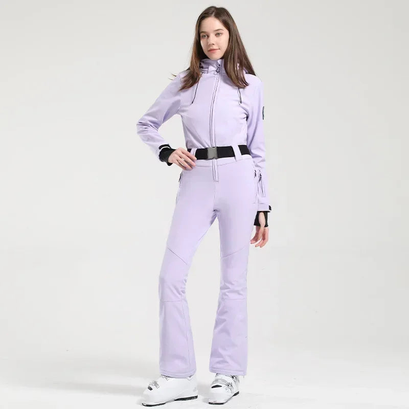 Traje de esquí ajustado para mujer, mono Cálido impermeable a prueba de viento, conjunto de esquí de una pieza, ropa de invierno, chaqueta de Snowboard, monos, 2025
